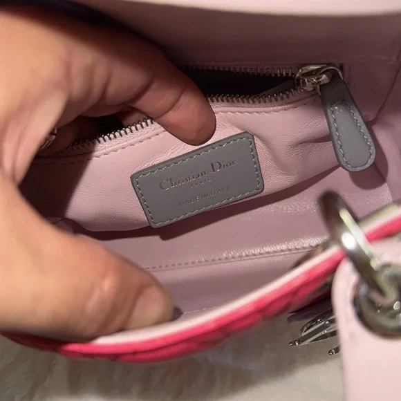 Dior Pink and Gray Mini Quilted Bag with silver Hardware - Picture 12 of 17